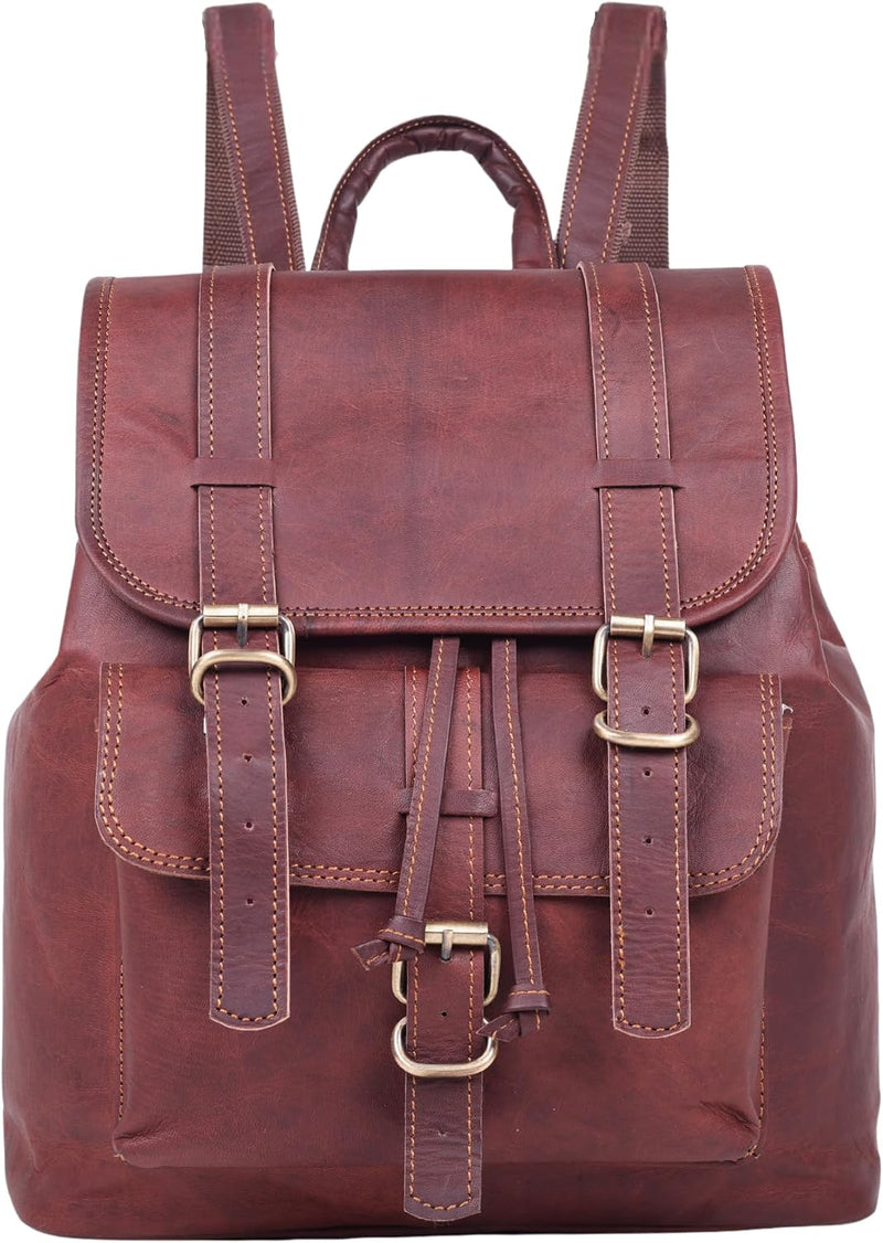 Women’s Genuine Leather Backpack Purse with Laptop Sleeve