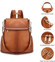 Women’s Anti-Theft Leather Backpack Purse Handbag