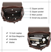 Women’s Vintage Leather Backpack Purse Daypack