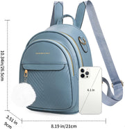 Mini PU Leather Backpack Purse for Women with Pom Charm