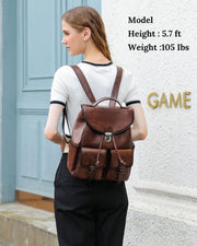 Women’s Vintage Leather Backpack Purse Daypack