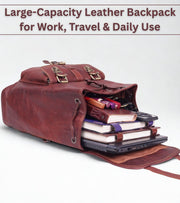 Women’s Genuine Leather Backpack Purse with Laptop Sleeve