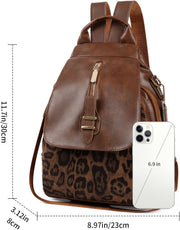 Women’s Mini PU Leather Backpack Purse with Leopard Print