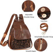 Women’s Mini PU Leather Backpack Purse with Leopard Print