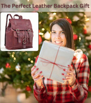 Women’s Genuine Leather Backpack Purse with Laptop Sleeve
