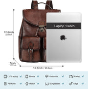Women’s Vintage Leather Backpack Purse Daypack