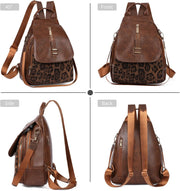Women’s Mini PU Leather Backpack Purse with Leopard Print