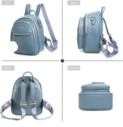 Mini PU Leather Backpack Purse for Women with Pom Charm