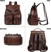 Women’s Vintage Leather Backpack Purse Daypack