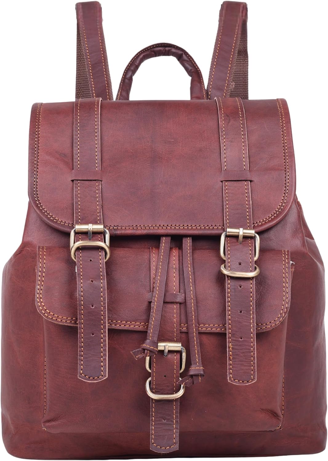 Women’s Genuine Leather Backpack Purse with Laptop Sleeve