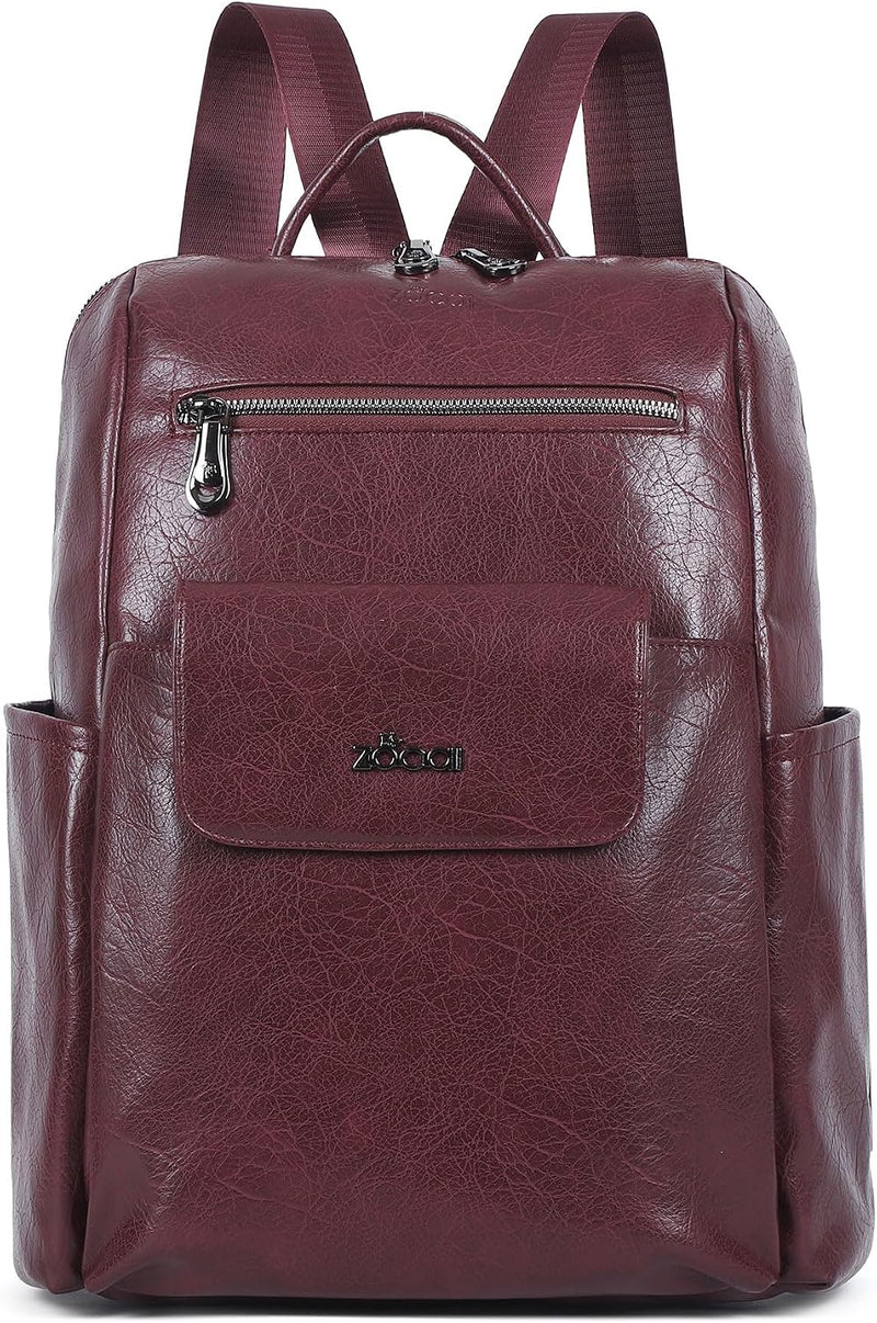 Women's Medium Plain Leather Versatile Backpack Handbag