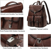 Women’s Vintage Leather Backpack Purse Daypack